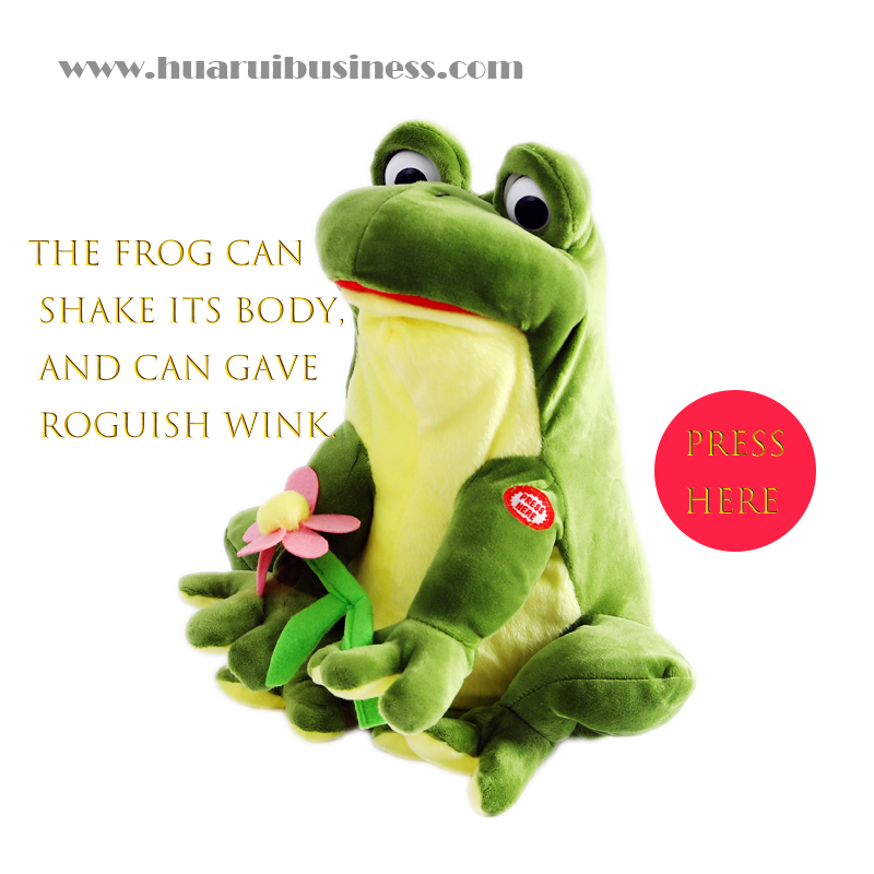 Frog doll with electric switch,with milk velvet,can shake its body and wink eyes.