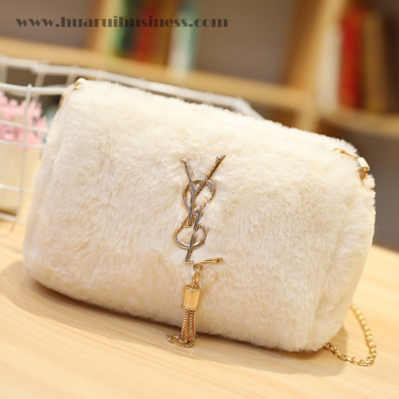 rabbit fur shoulder bag