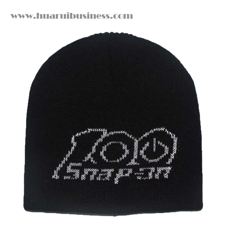 acrylic knitted beanie,acrylic knit hat,tuque,winter beanie,logo with reflective effect